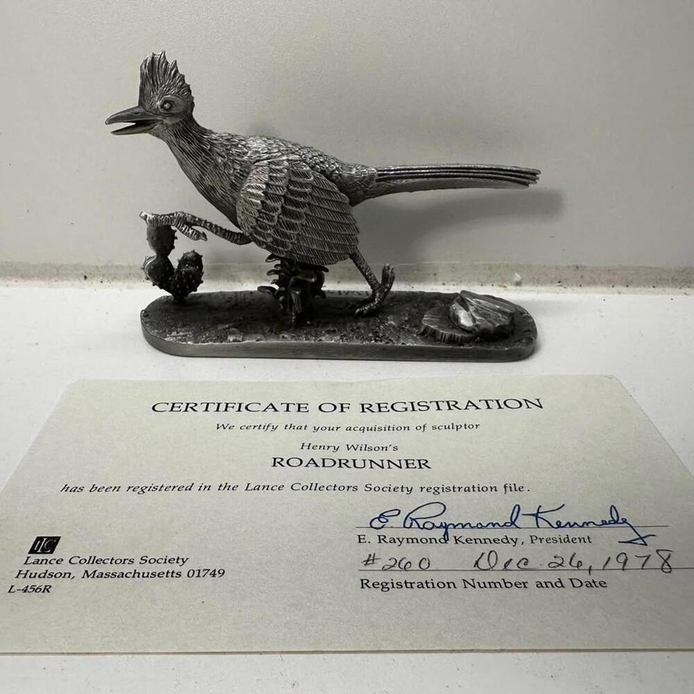 Lance Pewter Henry Wilson’s Roadrunner figurine western desert with registration